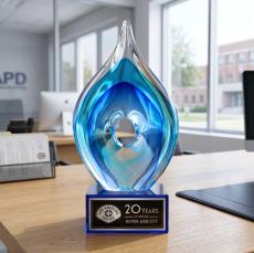Caspian Award on Hancock Blue - Art Glass Awards