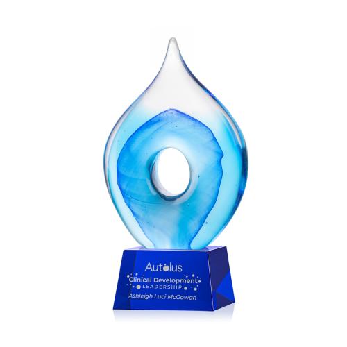 Recognition Awards - Crystal Awards - Colored Crystal Awards - Caspian Award on Robson Blue