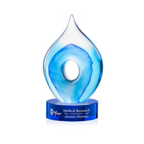 Recognition Awards - Crystal Awards - Colored Crystal Awards - Caspian Award on Stanrich Blue