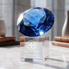 Gemstone Award on Cube - Sapphire - Recognition Awards
