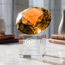 Gemstone Award on Cube - Amber - Colored Glass Awards