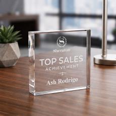 Winston Square Paperweight - Desktop Awards