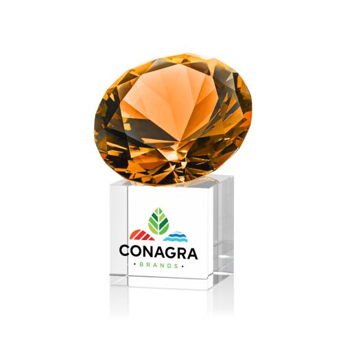 Recognition Awards - Crystal Awards - Amber on Cube VividPrint&trade; Award