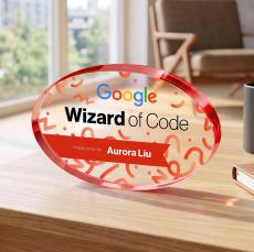 Baldus Oval VividPrint Award - Red - Between $80 and $150
