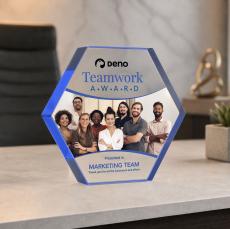 Gilford Hexagon VividPrint Award - Blue - Between $80 and $150