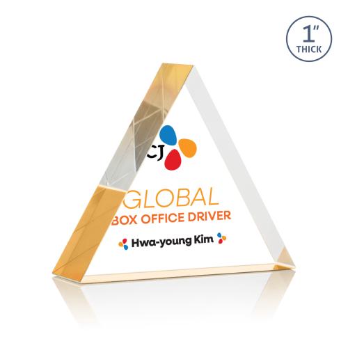 Recognition Awards - Acrylic Awards - Spartan Triangle VividPrint&trade; Award - Gold