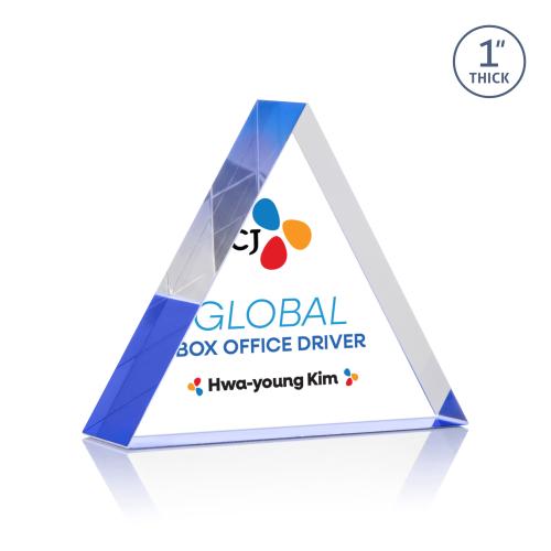 Recognition Awards - Acrylic Awards - Spartan Triangle VividPrint&trade; Award - Blue