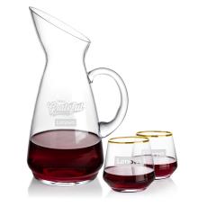 Taroni Carafe & Tucson Gold Stemless Wine - Barware Gift Sets