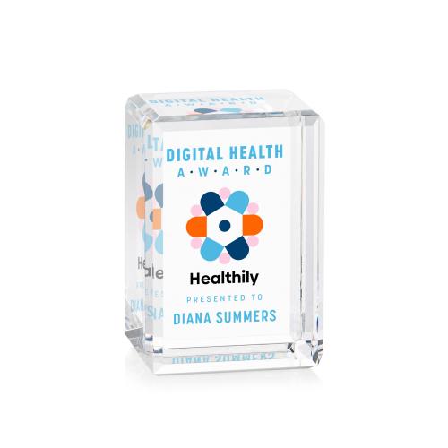Recognition Awards - Crystal Awards - Fulton Cube VividPrint&trade; Award - Vertical