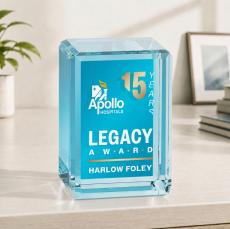 Fulton Cube VividPrint Double Sided Award - Vertical - Desktop Awards