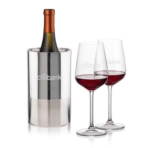 Corporate Gifts - Barware - Barware Gift Sets - Catania Wine Cooler & Elderwood Wine Set