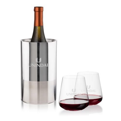Corporate Gifts - Barware - Barware Gift Sets - Catania Wine Cooler & Breckland Stemless Wine Set