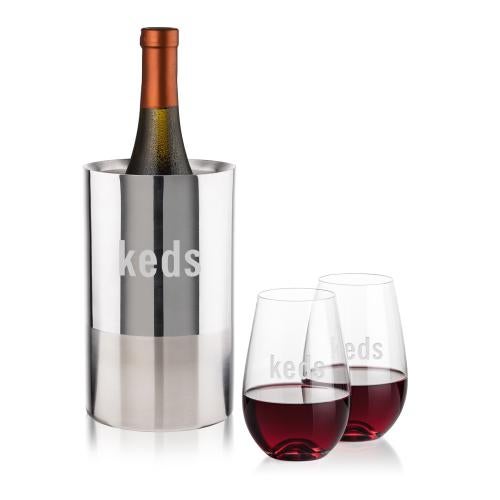 Corporate Gifts - Barware - Barware Gift Sets - Catania Wine Cooler & Boston Stemless Wine Set