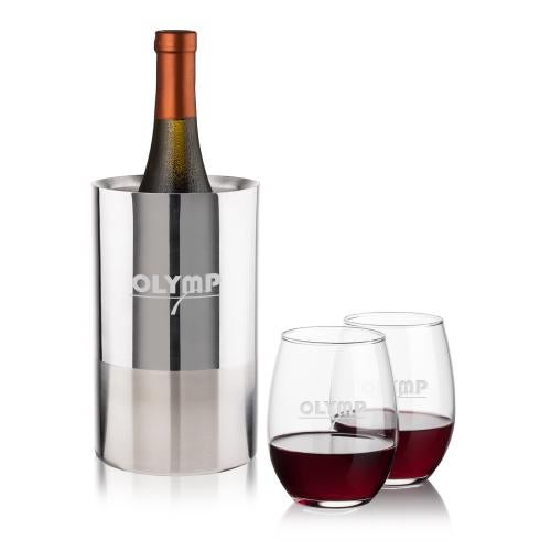 Corporate Gifts - Barware - Barware Gift Sets - Catania Wine Cooler & Stanford Stemless Wine Set