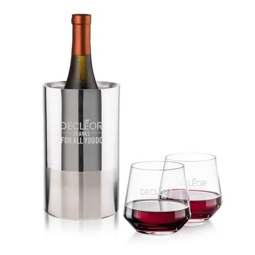 Corporate Gifts - Barware - Barware Gift Sets - Catania Wine Cooler & Tucson Stemless Wine Set