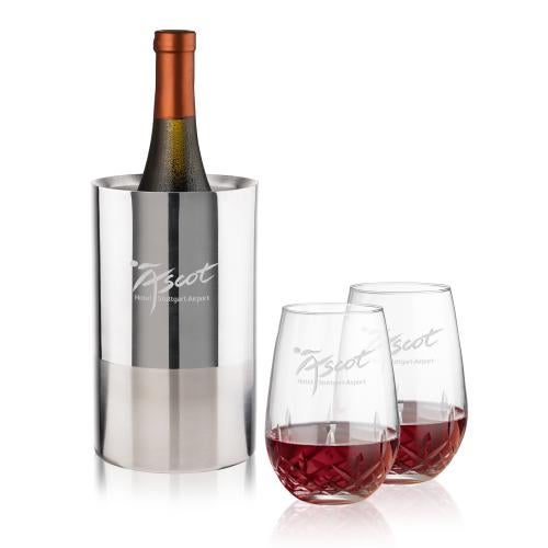 Corporate Gifts - Barware - Barware Gift Sets - Catania Wine Cooler & Templeton Stemless Wine Set