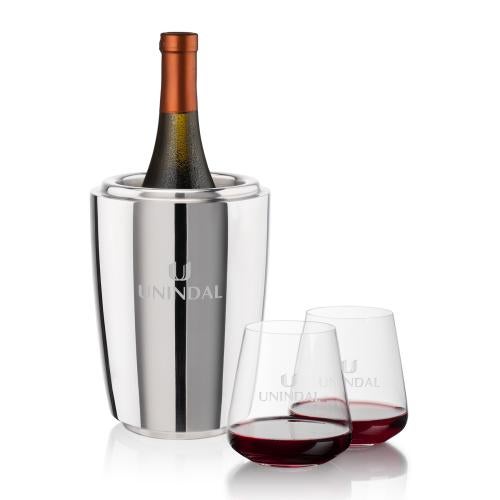 Corporate Gifts - Barware - Barware Gift Sets - Pescara Wine Cooler & Breckland Stemless Wine Set