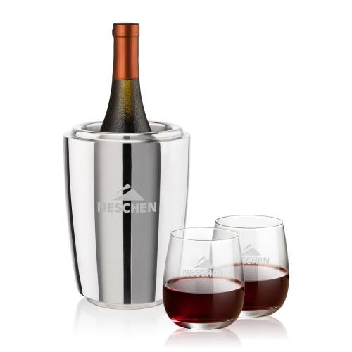 Corporate Gifts - Barware - Barware Gift Sets - Pescara Wine Cooler & Crestview Stemless Wine Set