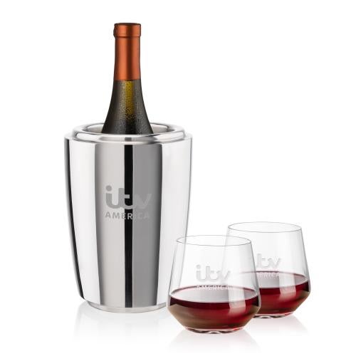 Corporate Gifts - Barware - Barware Gift Sets - Pescara Wine Cooler & Sturgis Stemless Wine Set