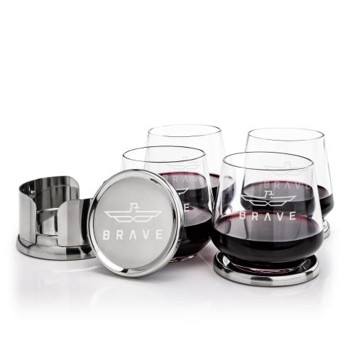 Corporate Gifts - Barware - Barware Gift Sets - Baldoni Coasters & Sturgis Stemless Wine Set