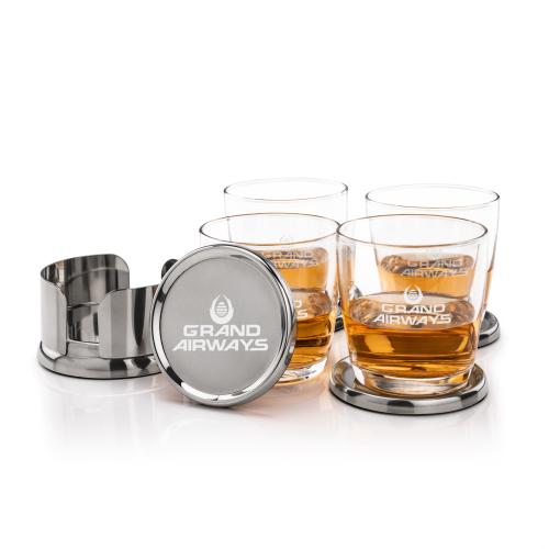 Corporate Gifts - Barware - Barware Gift Sets - Baldoni Coasters & Carberry On-the-Rocks Set