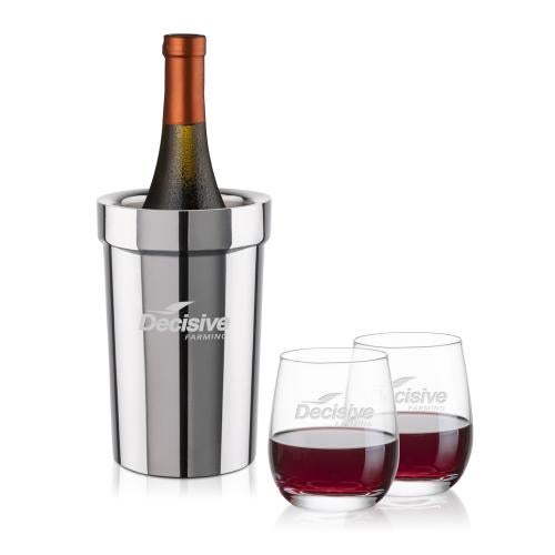 Corporate Gifts - Barware - Barware Gift Sets - Milano Wine Cooler & Salem Stemless Wine Set