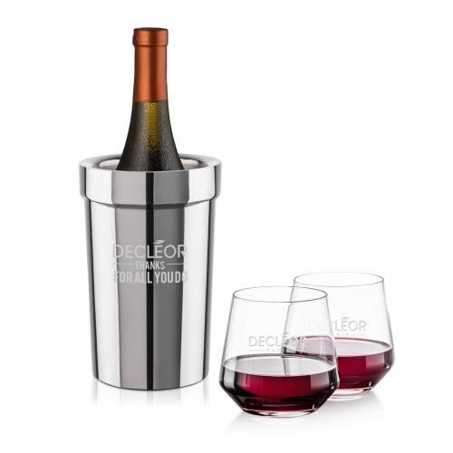 Corporate Gifts - Barware - Barware Gift Sets - Milano Wine Cooler & Tucson Stemless Wine Set
