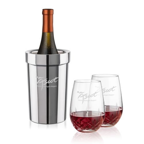 Corporate Gifts - Barware - Barware Gift Sets - Milano Wine Cooler & Templeton Stemless Wine Set