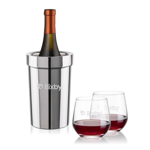 Corporate Gifts - Barware - Barware Gift Sets - Milano Wine Cooler & Garland Stemless Wine Set