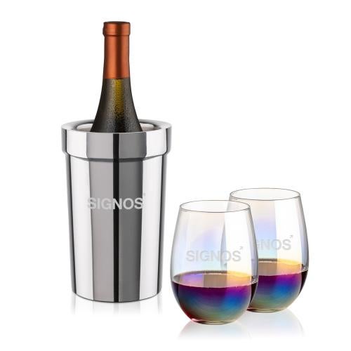 Corporate Gifts - Barware - Barware Gift Sets - Milano Wine Cooler & Miami Stemless Wine Set