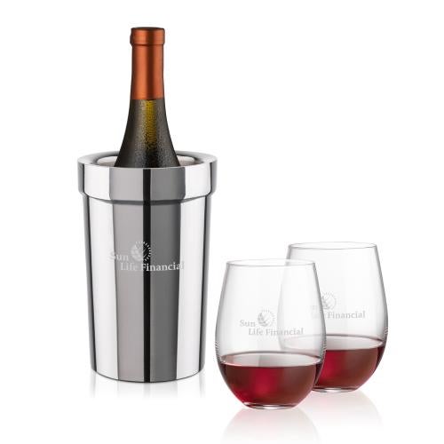 Corporate Gifts - Barware - Barware Gift Sets - Milano Wine Cooler & Redmond Stemless Wine Set