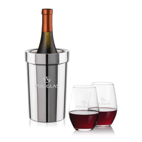 Corporate Gifts - Barware - Barware Gift Sets - Milano Wine Cooler & Vale Stemless Wine Set