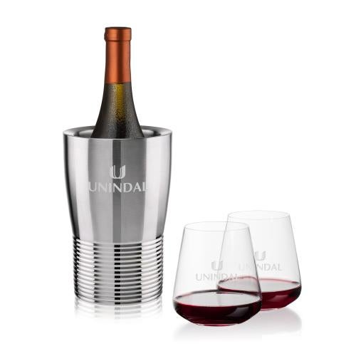 Corporate Gifts - Barware - Barware Gift Sets - Genoa Wine Cooler & Breckland Stemless Wine Set