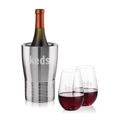 Corporate Gifts - Barware - Barware Gift Sets - Genoa Wine Cooler & Boston Stemless Wine Set