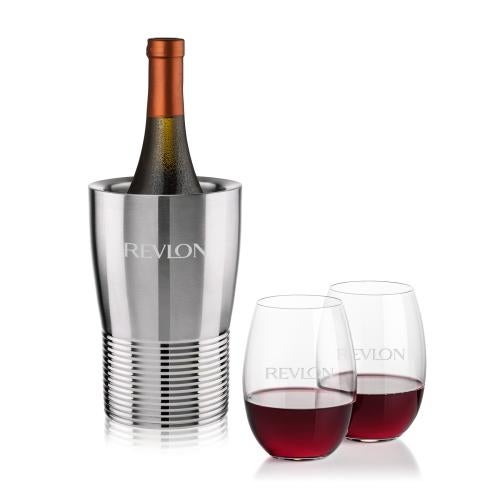 Corporate Gifts - Barware - Barware Gift Sets - Genoa Wine Cooler & Carlita Stemless Wine Set