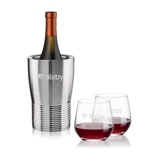 Corporate Gifts - Barware - Barware Gift Sets - Genoa Wine Cooler & Garland Stemless Wine Set