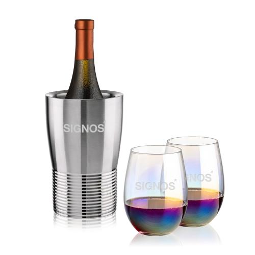Corporate Gifts - Barware - Barware Gift Sets - Genoa Wine Cooler & Miami Stemless Wine Set