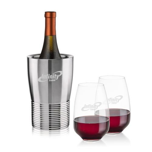 Corporate Gifts - Barware - Barware Gift Sets - Genoa Wine Cooler & Oldham Stemless Wine Set