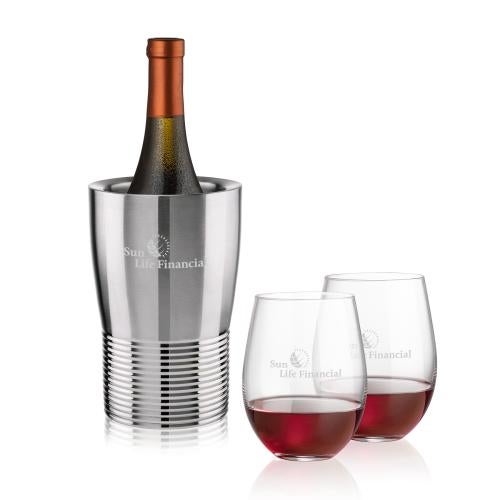 Corporate Gifts - Barware - Barware Gift Sets - Genoa Wine Cooler & Redmond Stemless Wine Set