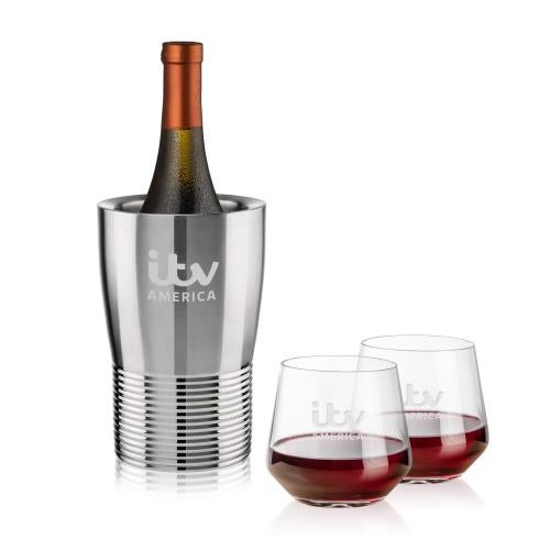 Corporate Gifts - Barware - Barware Gift Sets - Genoa Wine Cooler & Sturgis Stemless Wine Set