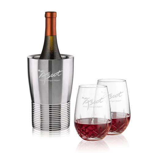 Corporate Gifts - Barware - Barware Gift Sets - Genoa Wine Cooler & Templeton Stemless Wine Set