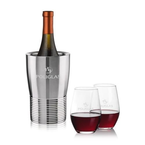 Corporate Gifts - Barware - Barware Gift Sets - Genoa Wine Cooler & Vale Stemless Wine Set