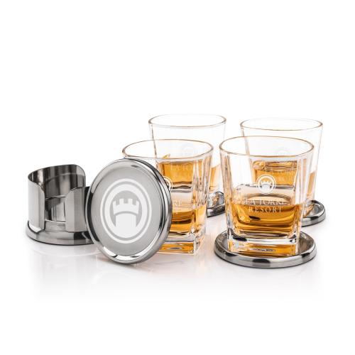 Corporate Gifts - Barware - Barware Gift Sets - Baldoni Coasters & Arcadia On-the-Rocks Set