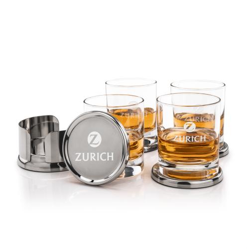 Corporate Gifts - Barware - Barware Gift Sets - Baldoni Coasters & Chelsea On-the-Rocks Set