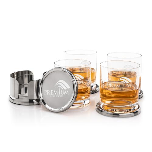 Corporate Gifts - Barware - Barware Gift Sets - Baldoni Coasters & Franca On-the-Rocks Set