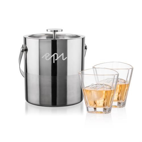 Corporate Gifts - Barware - Barware Gift Sets - Catania Ice Bucket & Arrellano On-the-Rocks Set