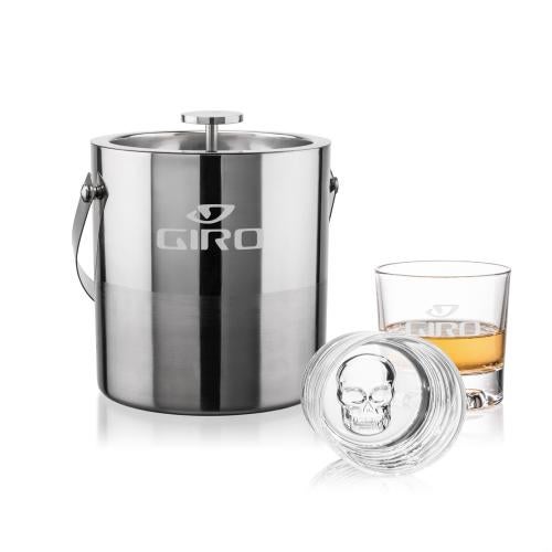 Corporate Gifts - Barware - Barware Gift Sets - Catania Ice Bucket & Delrina Scull On-the-Rocks Set