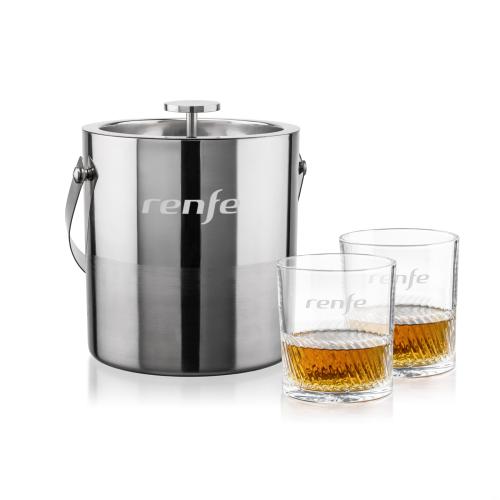 Corporate Gifts - Barware - Barware Gift Sets - Catania Ice Bucket & Drysdale On-the-Rocks Set