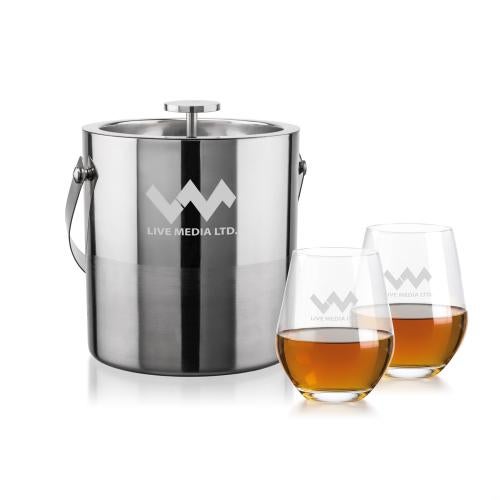 Corporate Gifts - Barware - Barware Gift Sets - Catania Ice Bucket & Graydon On-the-Rocks Set