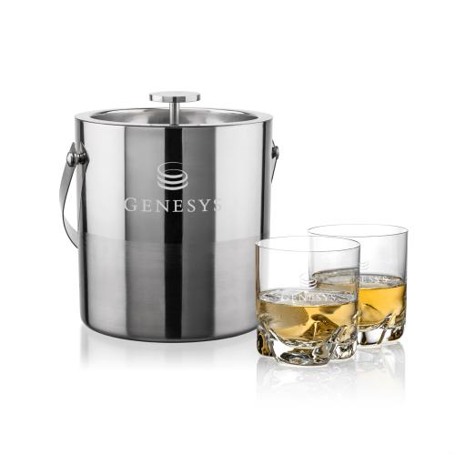 Corporate Gifts - Barware - Barware Gift Sets - Catania Ice Bucket & Hillcrest On-the-Rocks Set